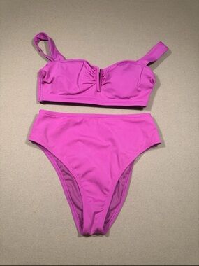 Magenta High-Waist Bikini Set 36C/med two piece swimsuit Shade & Shore